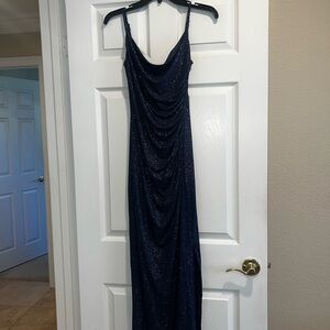 Laundry By Shelli Segal Navy Glitter Maxi Dress